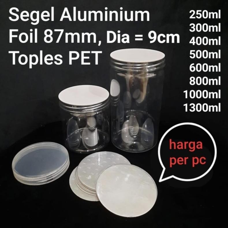 PENAWARAN TERBATAS Segel Induksi Aluminium Foil 87mm Toples PET diameter 9cm ||