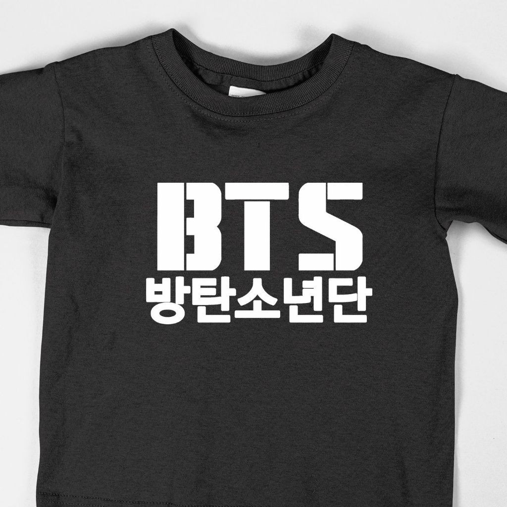 T-shirt Distro Kaos Pria Wanita Katun Kombet 24s All Size Kata Kata BTS KOREA LOGO