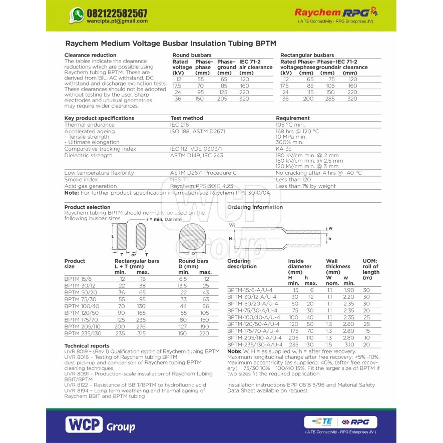 Heatshrink Raychem 25Kv 30/12 - Bptm / Busbar Insulation Tubing (Bptm)