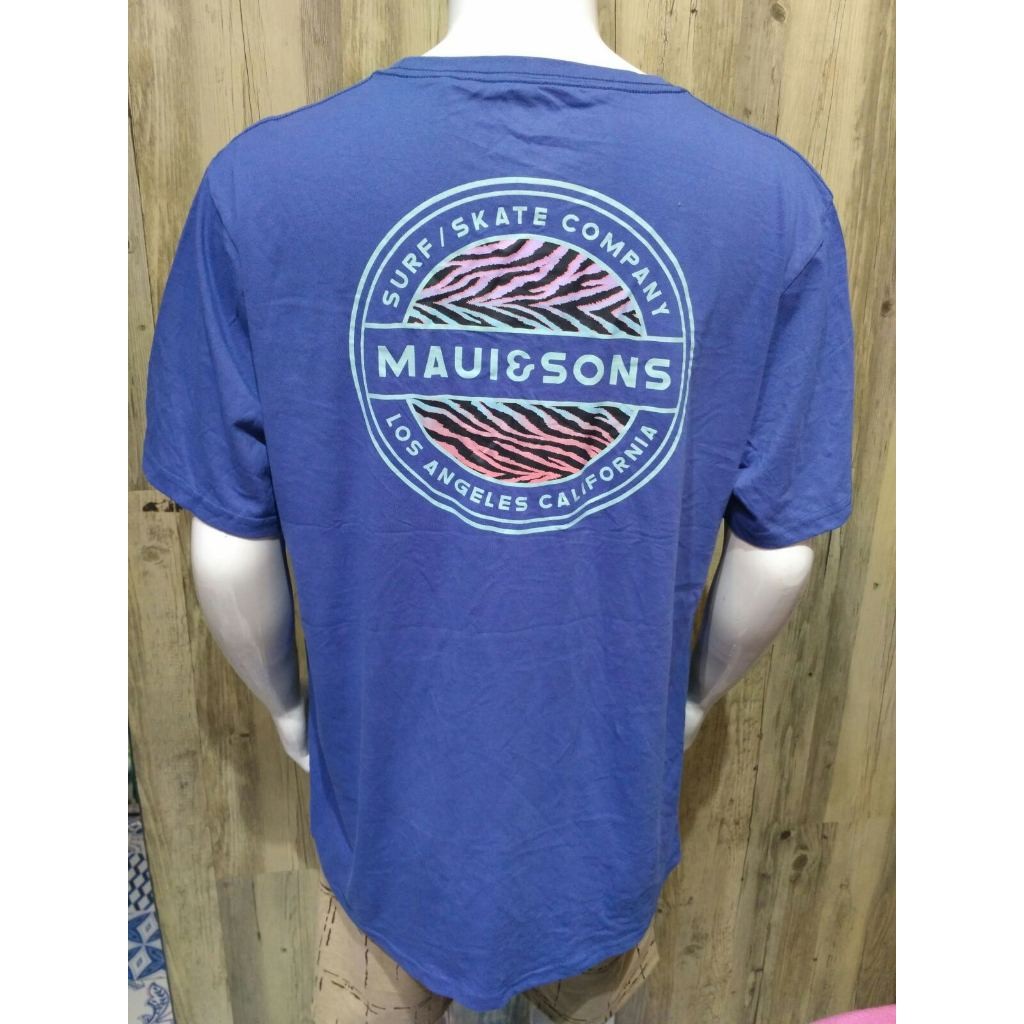 Maui and Sons Blue Surf / Skate Company Los Angeles California Tee Tshirt Overruns |bHt0DfmX|