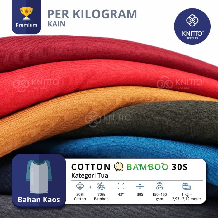 Kain Bahan Kaos Kain Cotton Bamboo 30S Kategori Warna Tua