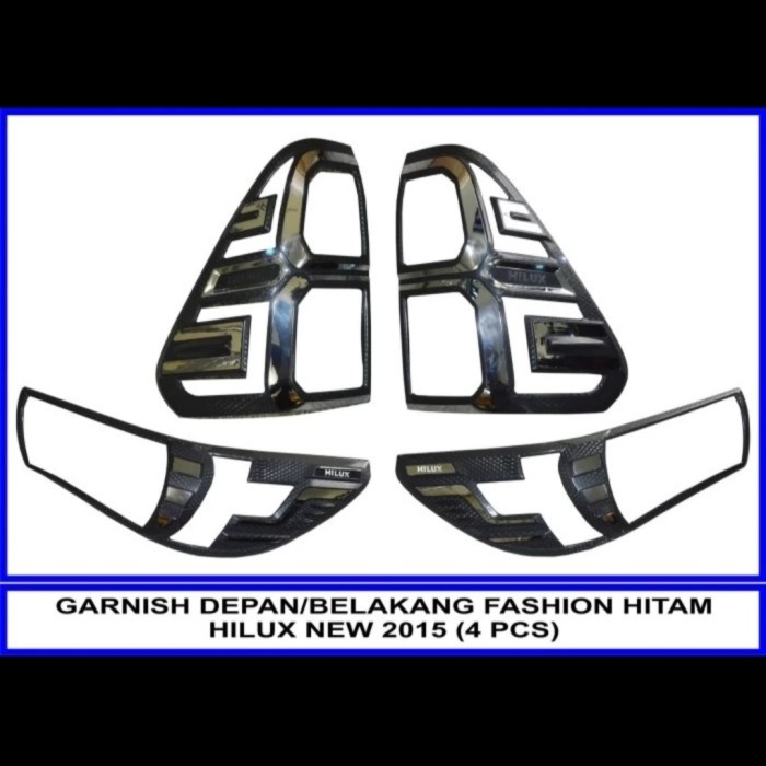Cover Garnish Lampu Depan Belakang All New Hilux Chrome Hitam