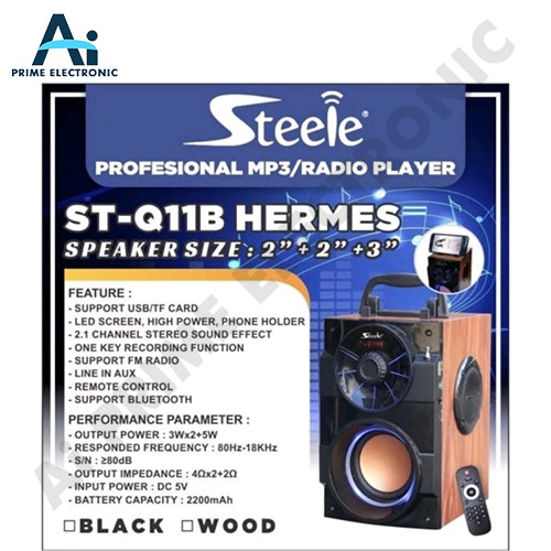 ORIGINAL STEELE ST-Q11B H3RM3S Speaker Multimedia Portable Bluetooth FM Radio