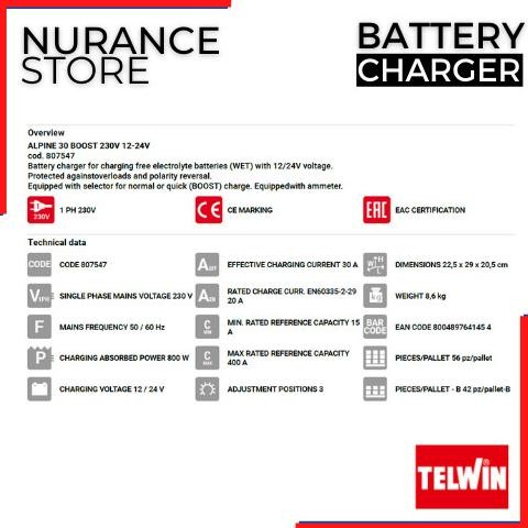 BATTERY CHARGER TELWIN ALPINE 20 BOOST