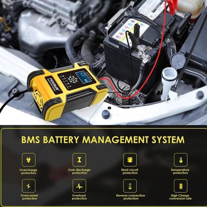 FOXSUR Smart Charger Accu Aki Mobil Motor Truk 12V 12A-24V 6A Original