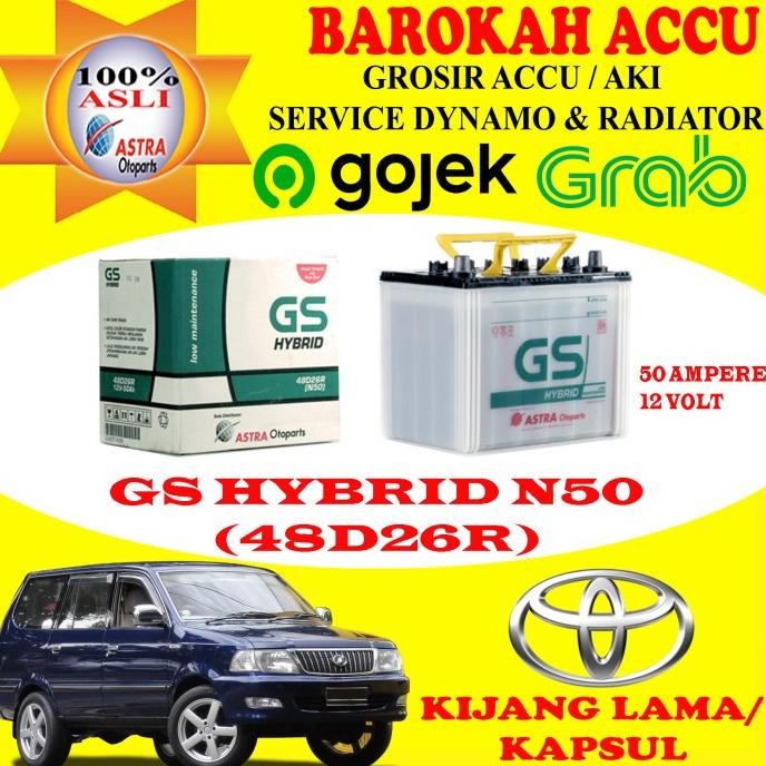 AKI MOBIL GS HYBRID TOYOTA KIJANG KAPSUL N50 / 48D26R , 50 AH GS ASTRA