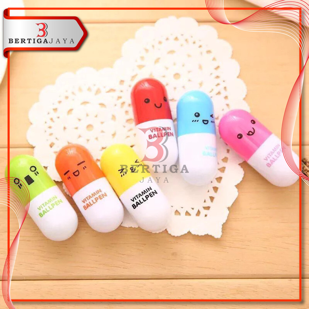 

BJ Pulpen Emoticon Vitamin / Pen Unik / Pena Kapsul Stationary Souvenir