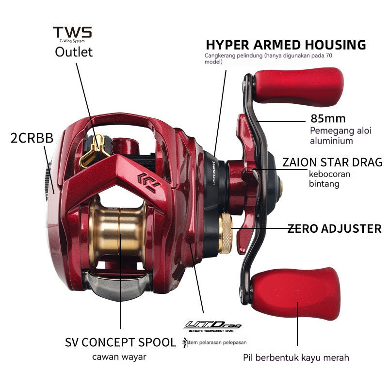Daiwa Bc Reel 1 Set, Reel Bc Gulungan Pancing, Joran Pancing Casting, Reel Pancing Baru