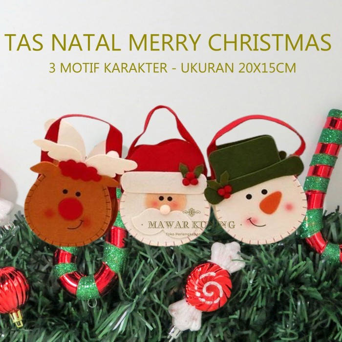 Tas Natal Merry Christmas / Goodiebag Natal / Perlengkapan Natal