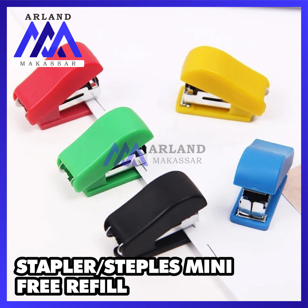 

AM Stapler Mini Free Refill Steples Cekrekan Penjilid Buku Kertas Bungkus Makanan Dengan Isi