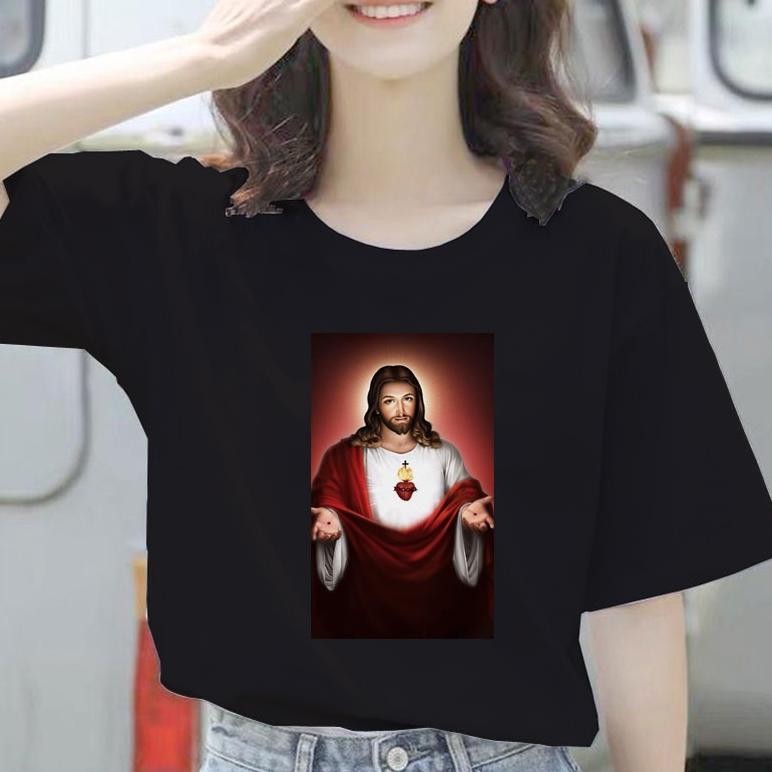 Promo Akhir Tahun Baju Kaos Rohani Yesus Kristen Keluarga Wanita Jumbo Oversize Lengan Pendek Origin
