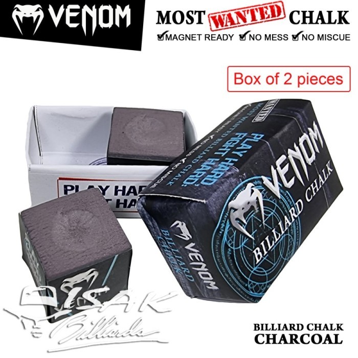 

Venom Chalk Charcoal- box 2pc - Ready Billiard Chalks Kapur Biliar