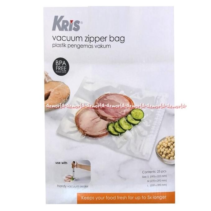 

Kris Vacuum Ziper Bag Plastik Pengemas Vakum Dengan Zip Klip 25pcs