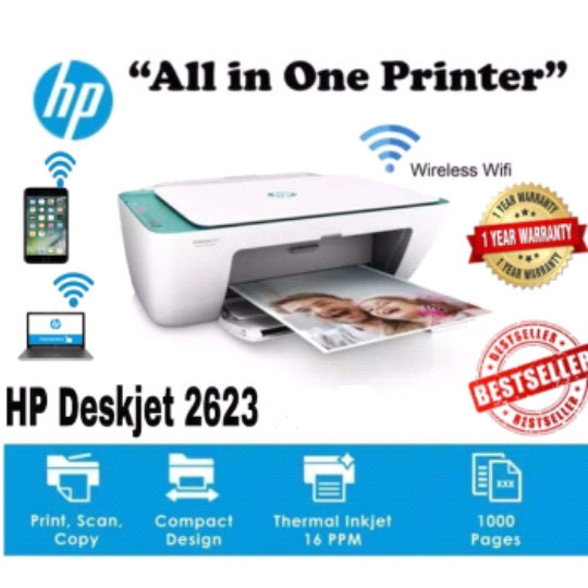 Printer Hp Deskjet 2623 wireless (Wifi, Scan, Copy, Print)