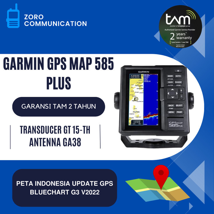 Garmin Gps Map 585 Plus + Transducer GT 15-TH - Garansi TAM GPSMAP 585