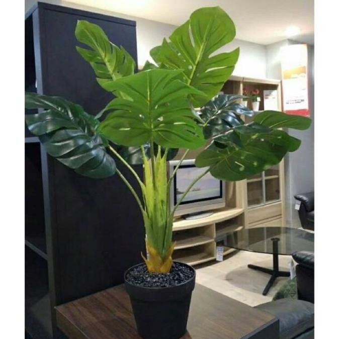 Tanaman Monstera artificial latex informa Tanaman hias palsu plus pot