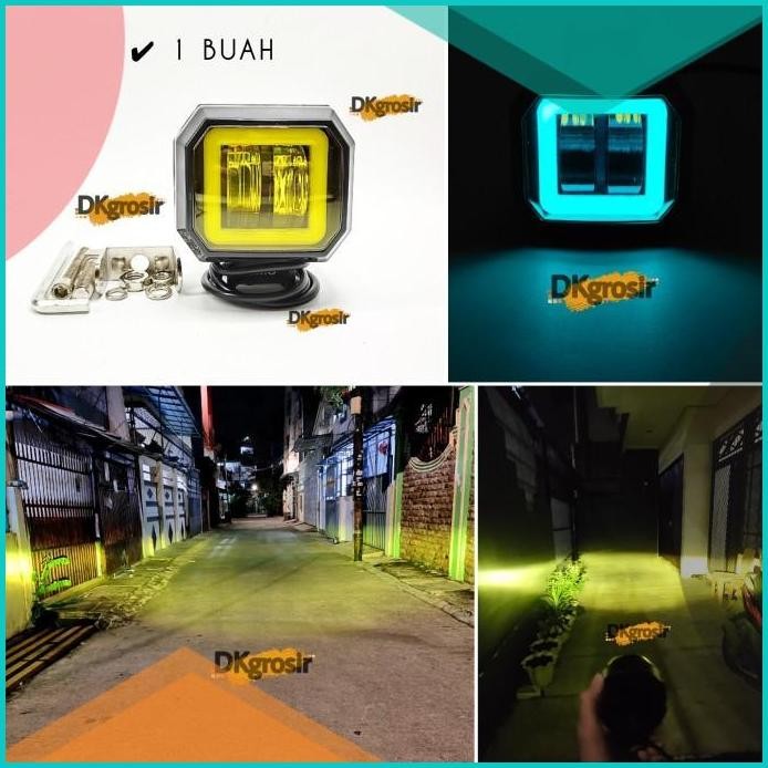 Lampu tembak sorot LED CWL 2 mata lensa 4D CAHAYA KUNING 20w KOTAK 11O