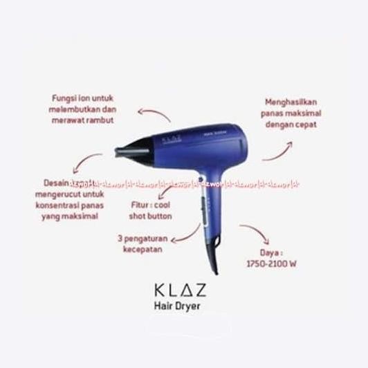 

Klaz Hair Dryer Blue Pengering rambut 3kecepatan biru Hair Drayer