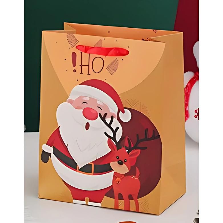

Paper Bag Natal Motif Karakter Santa Rusa Snowman / Goodie Bag Christmas / Paperbag
