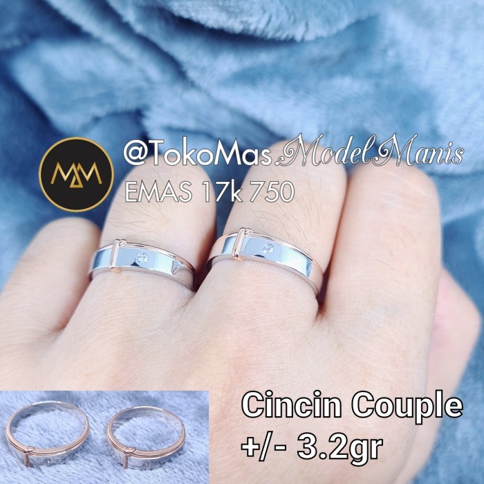 Cincin polos Couple wedding Ring emas putih 750 kadar 17k