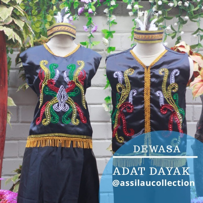 Baju Adat Dayak Dewasa ( Berlaku 1 stel Pria/Wanita )