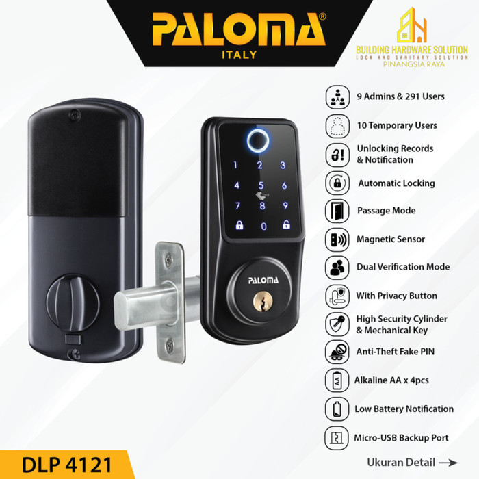 TERBARUUU PALOMA DLP4121 Digital Lock Smart Home Kunci Pintu Deadbolt WiFi