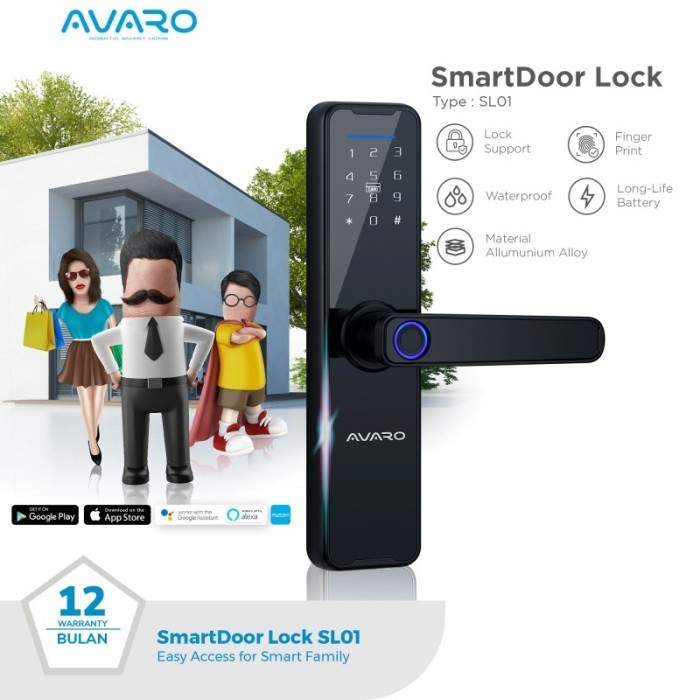 TERBARUUU AVARO SL01 Smart Door Lock Kunci Pintu Digital Smart Lock Door Lock