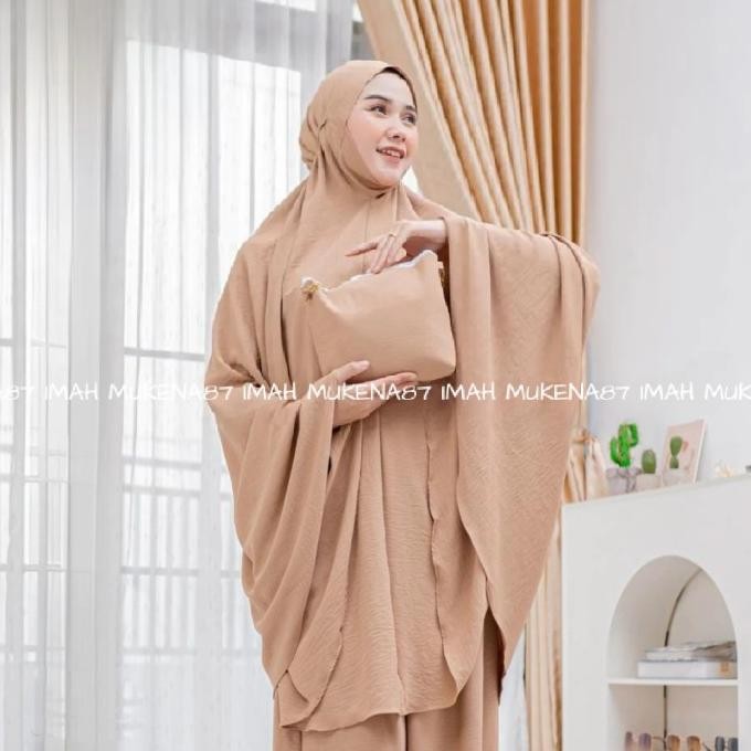 MUKENA DEWASA KHADIJAH PENUTUP DAGU CRINCKLE AIRFLOW MALAYSIA