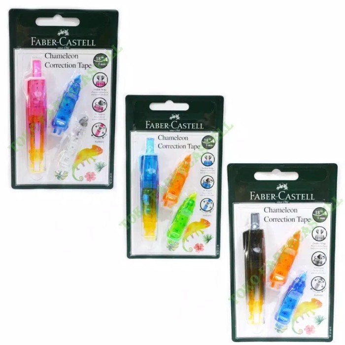

QQ627 Correction Tape Chameleon Faber Castell Gratis 2 buah Refill FREE ONGKIR