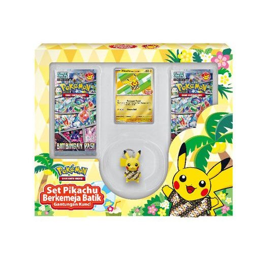 Pokemon TCG Bimbingan Rasi Set Pikachu Berkemeja Batik Keychain HFS