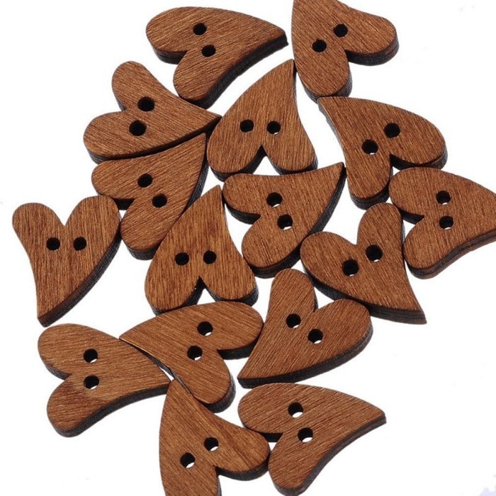 

HN880 Kancing Kayu Dua Lubang - Brown Heart Shape (10 pcs) STOK TERBATAS