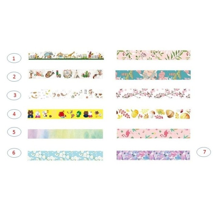 

FQ564 Japanese Washi Tape - Flower and Animal Set (1.5cmx7m) NEW