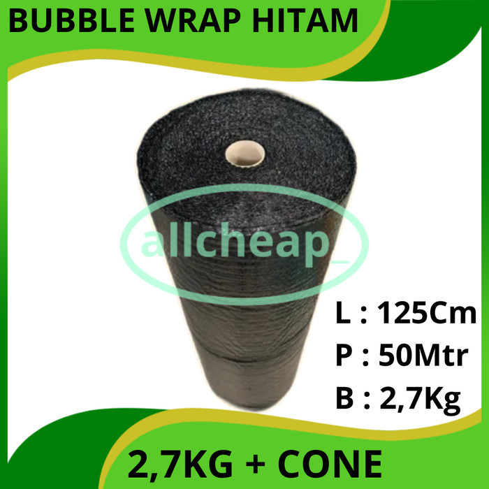 

1ROLL PLASTIK BUBBLE WRAP HITAM 125cm X 50m Dengan CONE 2,7KG MURAH