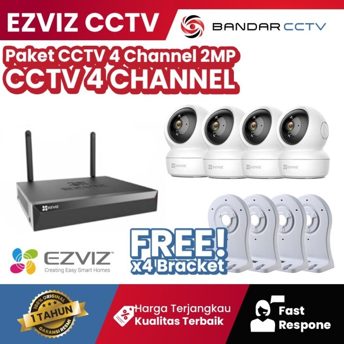 BEBAS ONGKIR - Paket Kamera CCTV Wifi Ezviz C6N 2MP 4 Kamera