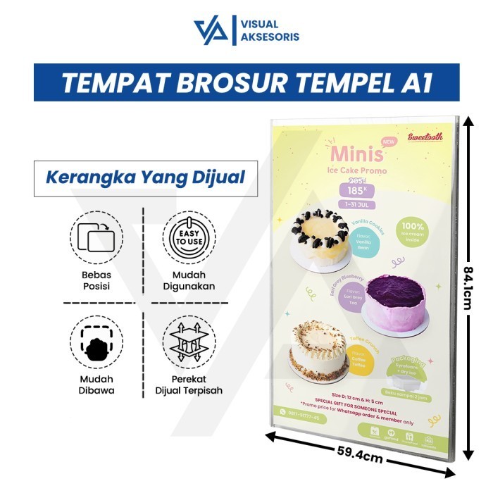 

Tempat Brosur Akrilik Tempel / Sign Holder Acrylic / Akrilik Poster Tempel A1