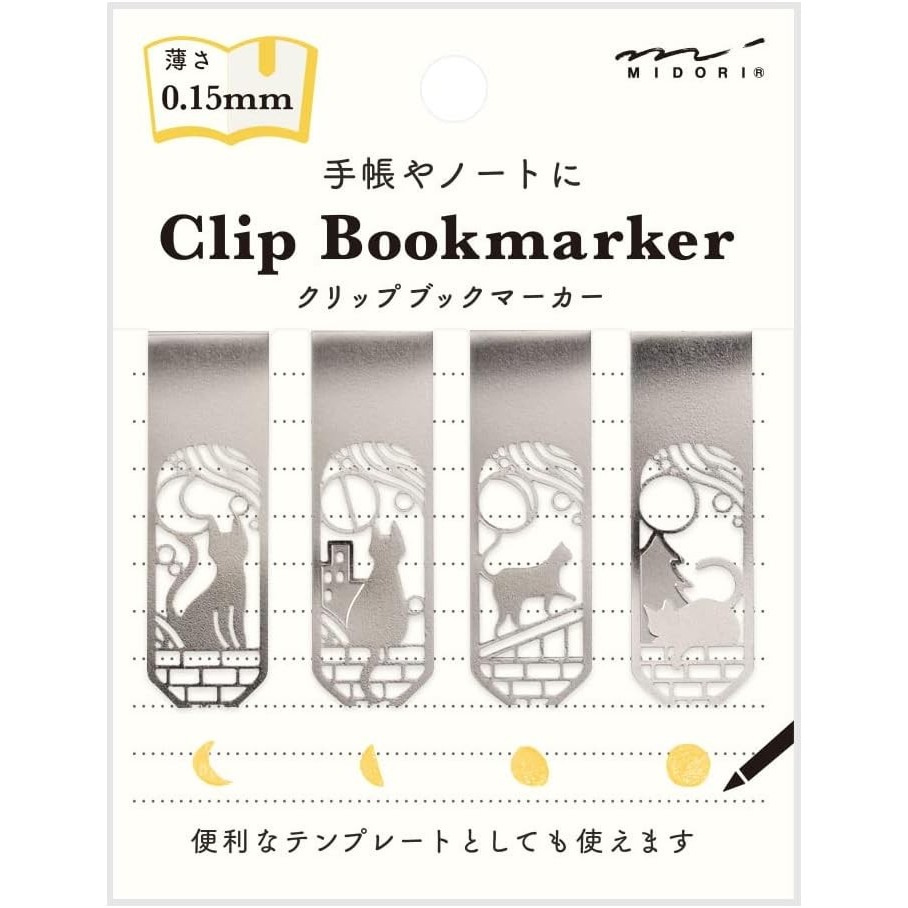 

Midori Bookmark Clip Bookmarker Cat and Moon - pambatas buku