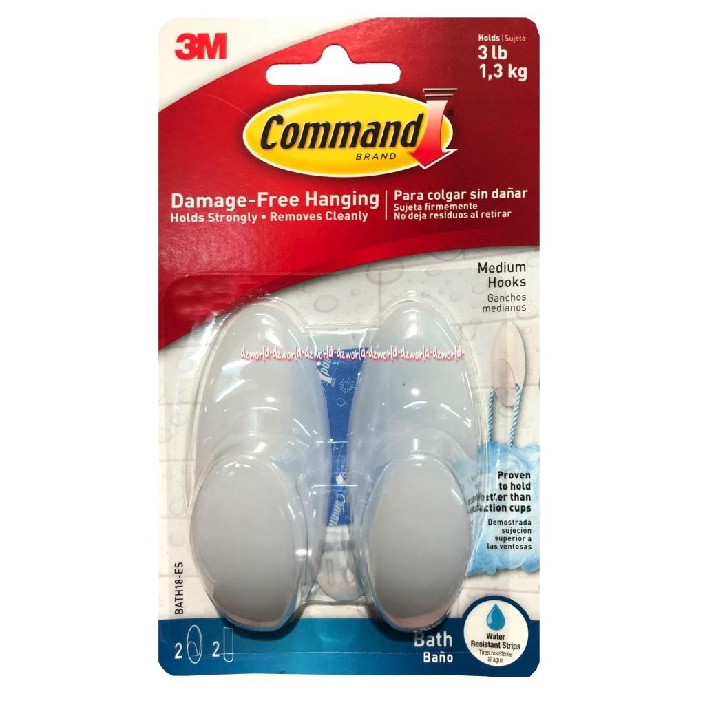 

3M Command Bath Nano Medium Hook Gantungan Utuk Kamar Mandi Isi 2
