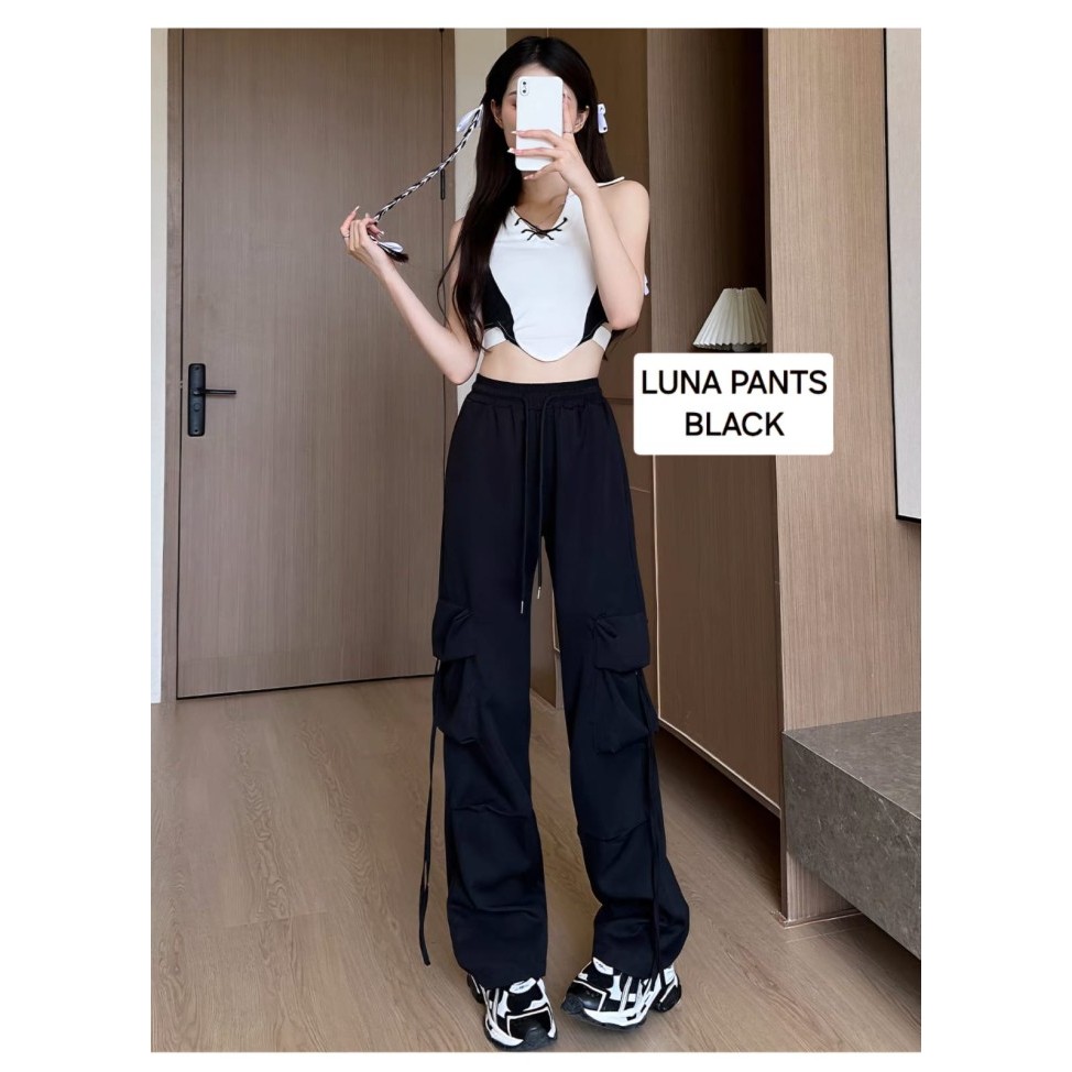 Pants Celana Panjang Cargo Wanita Fashion Casual Kargo Hip Hop Santai Keren