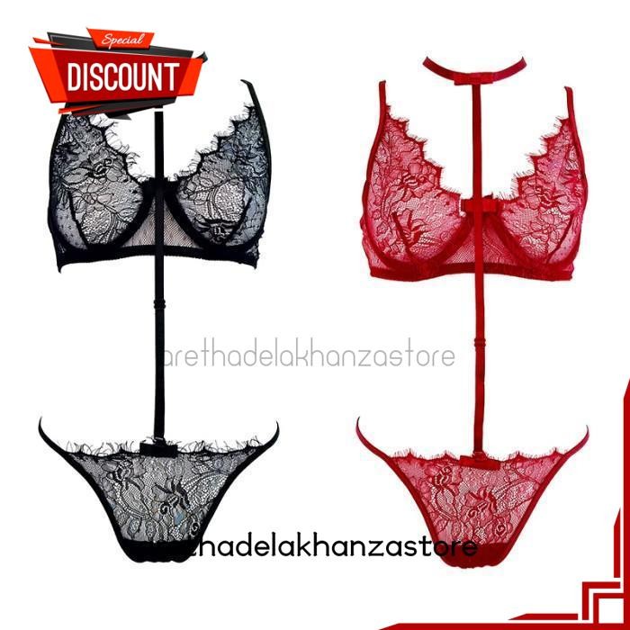 PAKAIAN DALAM BRA SET KAWAT SEXY HOT BH DEMI WIRE CD TALI LEHER LACE TRANSPARAN SEKSI BEST SELLER BY