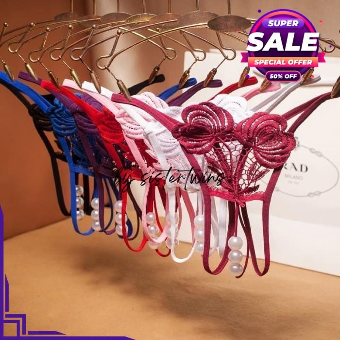 CD SEXY MUTIARA OPEN GSTRING TRANSPARAN LACE THONG BY SISTER TWINS STORE BEST PRODUK 