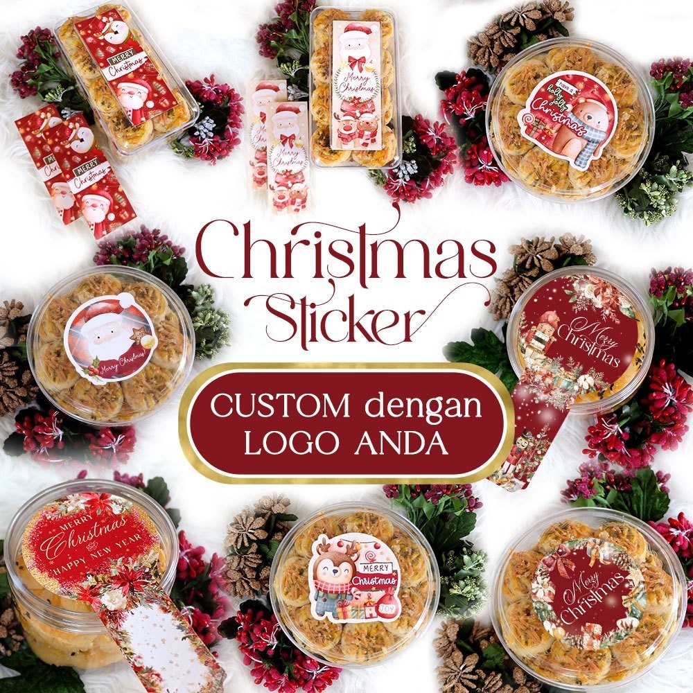 

Dekorasi Stiker Natal BULAT SEGEL LIDAH SEAL / Christmas Sticker Toples Natal Label Kue Jar Xmas