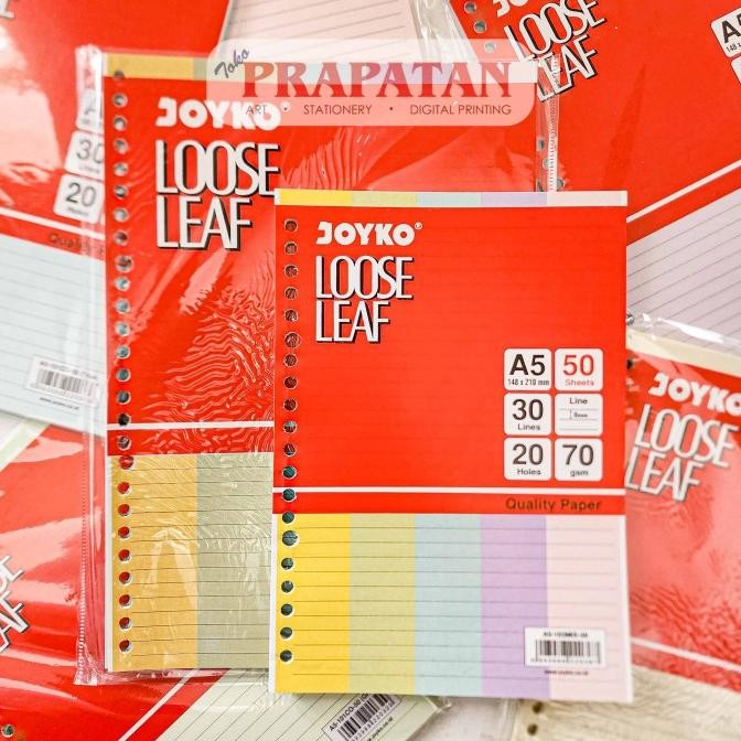 

Premium Quality Joyko Loose Leaf 50 Lembar WARNA A5/B5 | Isi Kertas File Binder