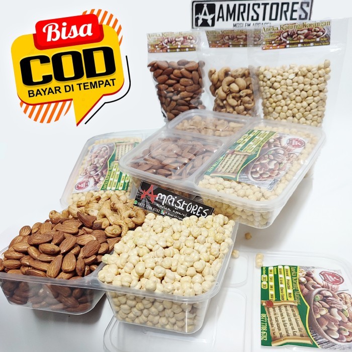 

STOK TERBATAS Paket 3 jenis kacang panggang 3in1 Almond, Mede dan kacang Arab 500gr