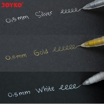 

New Arrival Joyko Color Gel Pen White Gold Silver GPC-299