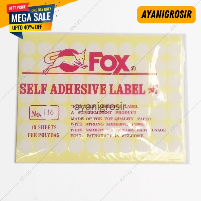 

TERBARU KERTAS / LABEL STIKER FOX NO. 116 UK. 19 MM (LINGKARAN / BULAT) BY AYANI GROSIR !!