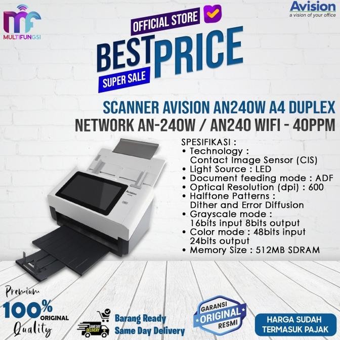 

Scanner Avision AN240W A4 Duplex Network AN-240W / AN240 Wifi - 40ppm