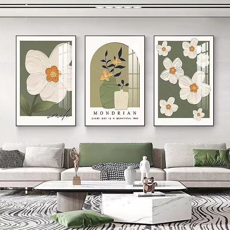 Lukisan Dekoratif Ruang Tamu Lukisan Hiasan Dinding Latar Belakang Sofa Triptych Lukisan Dinding Kam