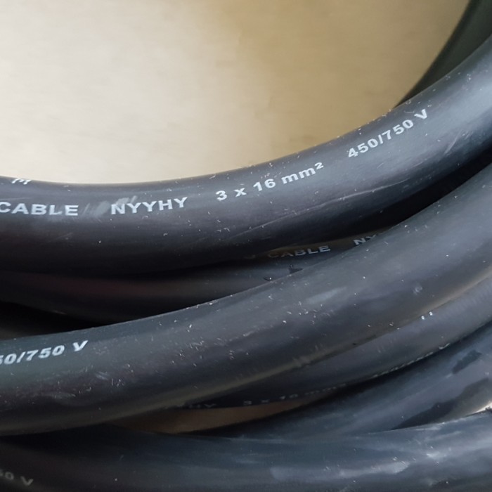 BEBAS ONGKIR - Jembo NYYHY 3x16 Meteran / Kabel Listrik Hitam Serabut NYY HY 3 x 16