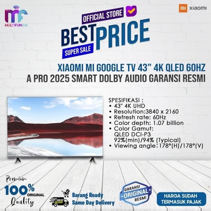 

Xiaomi Mi Google TV 43" 4K QLED 60Hz A Pro 2025 HDMI Smart Dolby Audio