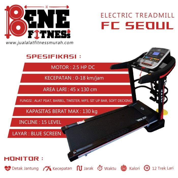 BEBAS ONGKIR - treadmill elektrik alat fitness BESAR FC SEOUL olahraga lari fitnes